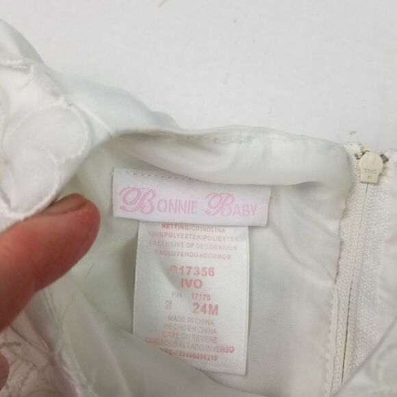 Bonnie Baby White Communion Baptism Easter Church Flower Embellished Dress sz 4 - Picture 4 of 9